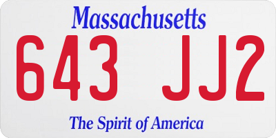 MA license plate 643JJ2