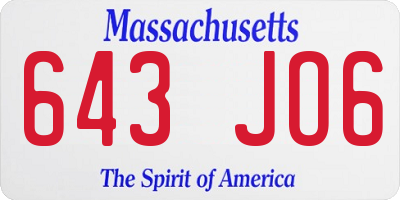 MA license plate 643JO6