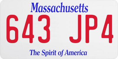 MA license plate 643JP4