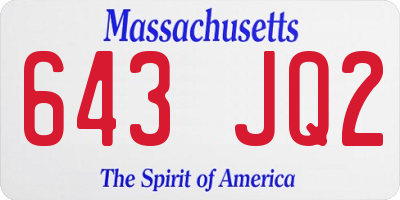 MA license plate 643JQ2