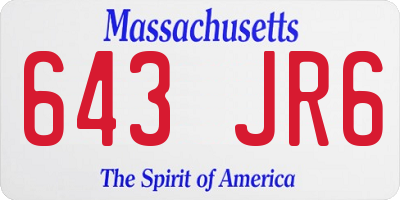 MA license plate 643JR6