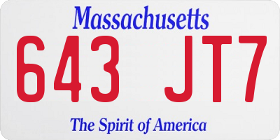MA license plate 643JT7