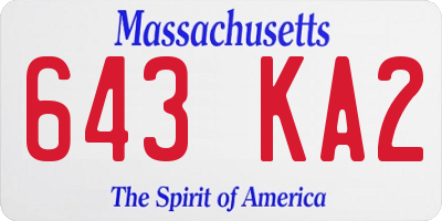 MA license plate 643KA2