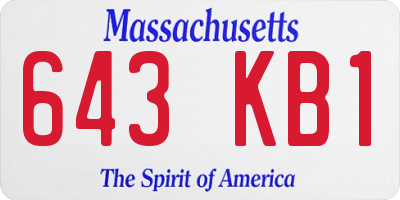 MA license plate 643KB1