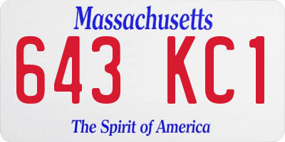 MA license plate 643KC1