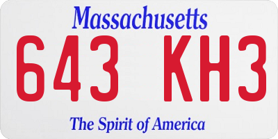 MA license plate 643KH3