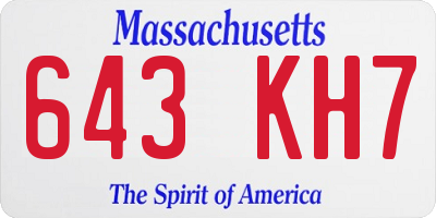 MA license plate 643KH7