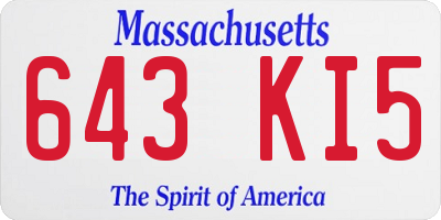 MA license plate 643KI5