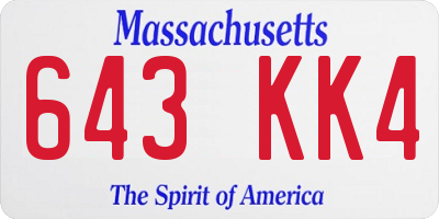 MA license plate 643KK4