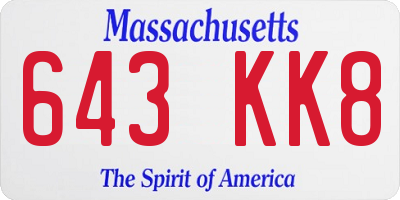 MA license plate 643KK8