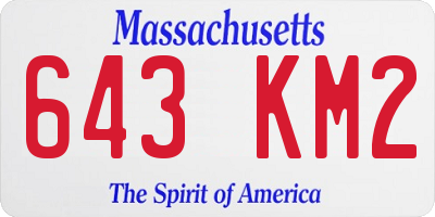 MA license plate 643KM2