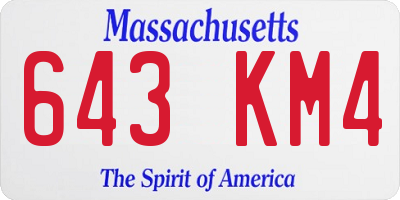 MA license plate 643KM4