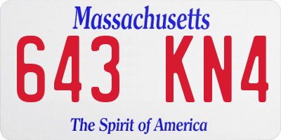 MA license plate 643KN4
