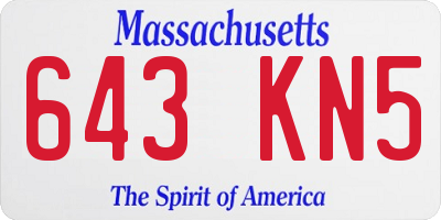 MA license plate 643KN5
