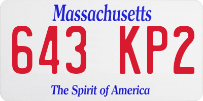 MA license plate 643KP2