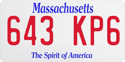 MA license plate 643KP6