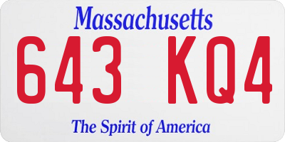 MA license plate 643KQ4