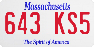 MA license plate 643KS5