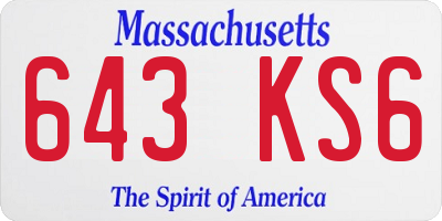 MA license plate 643KS6