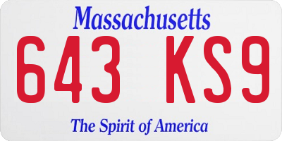MA license plate 643KS9