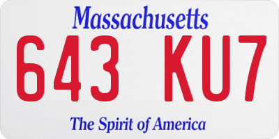 MA license plate 643KU7