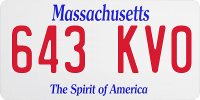 MA license plate 643KV0
