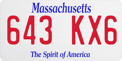 MA license plate 643KX6