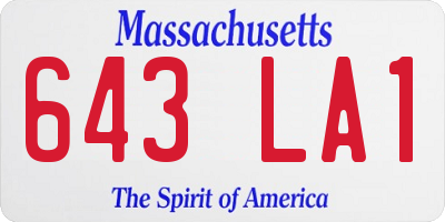 MA license plate 643LA1
