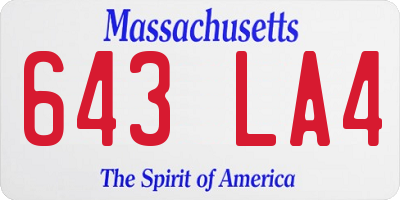 MA license plate 643LA4