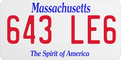 MA license plate 643LE6