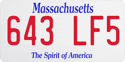MA license plate 643LF5