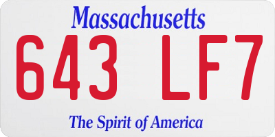 MA license plate 643LF7
