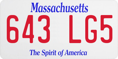 MA license plate 643LG5