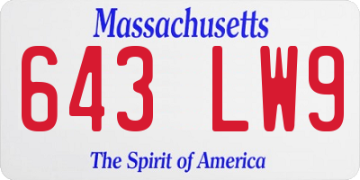 MA license plate 643LW9