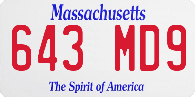 MA license plate 643MD9