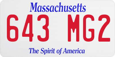 MA license plate 643MG2