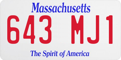 MA license plate 643MJ1