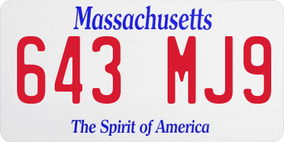 MA license plate 643MJ9