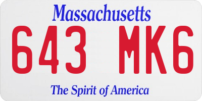 MA license plate 643MK6