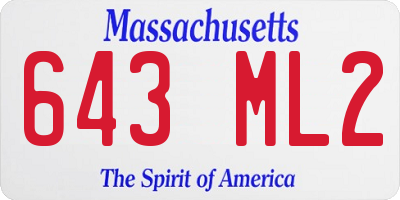 MA license plate 643ML2