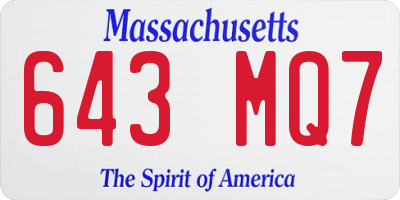 MA license plate 643MQ7