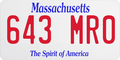 MA license plate 643MR0