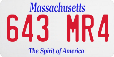 MA license plate 643MR4