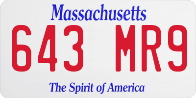 MA license plate 643MR9