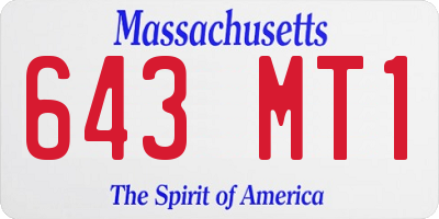 MA license plate 643MT1