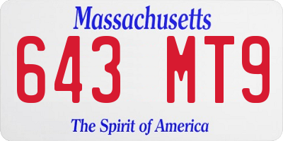 MA license plate 643MT9
