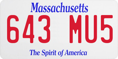 MA license plate 643MU5