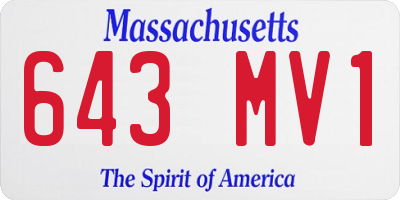 MA license plate 643MV1