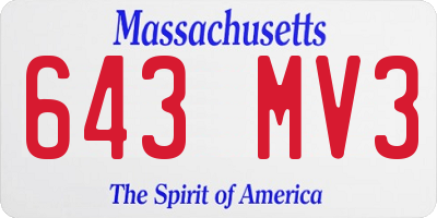 MA license plate 643MV3