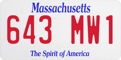 MA license plate 643MW1